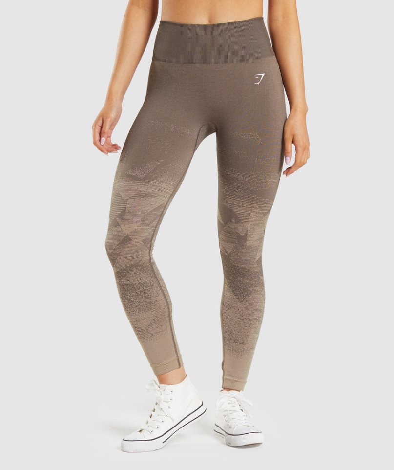 Women\'s Gymshark Adapt Ombre Seamless Leggings Brown | NZ 1QOUMV